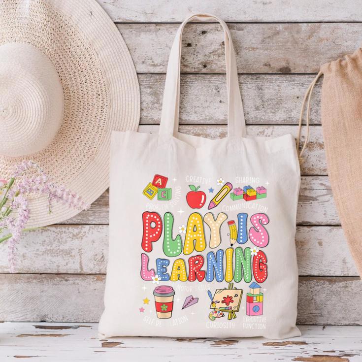 Play Is Learning Teacher First Day Of School Back To School Canvas Tote Bag, gift for family, gift for coworker Play Is Learning Teacher First Day Of School Back To School Canvas Tote Bag, gift for family, gift for coworker