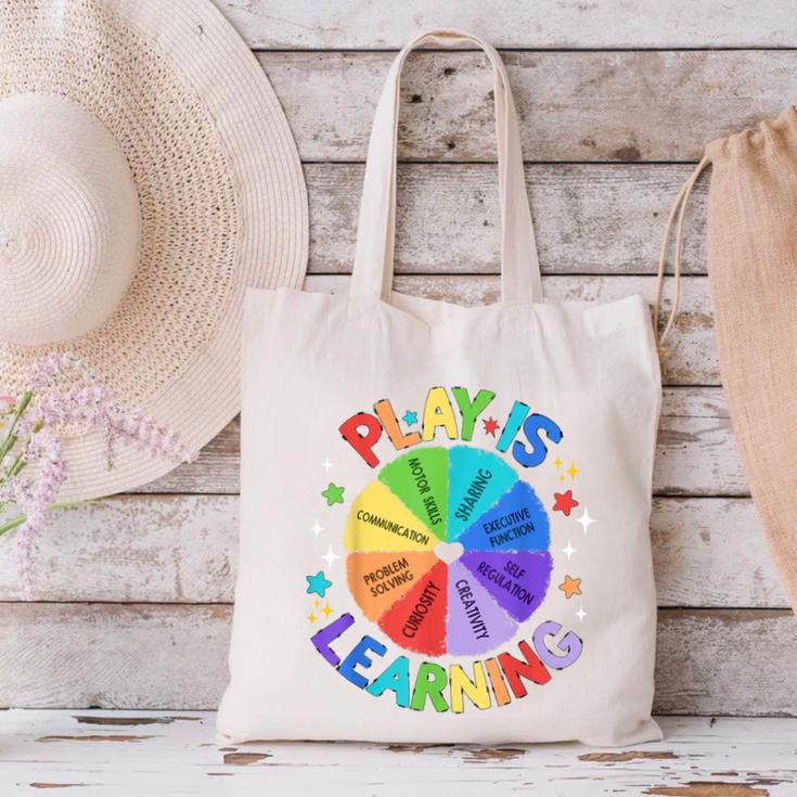 Play Is Learning Teacher Kindergarten For Men Women Kids Canvas Tote Bag, gift for family, gift for coworker Play Is Learning Teacher Kindergarten For Men Women Kids Canvas Tote Bag, gift for family, gift for coworker