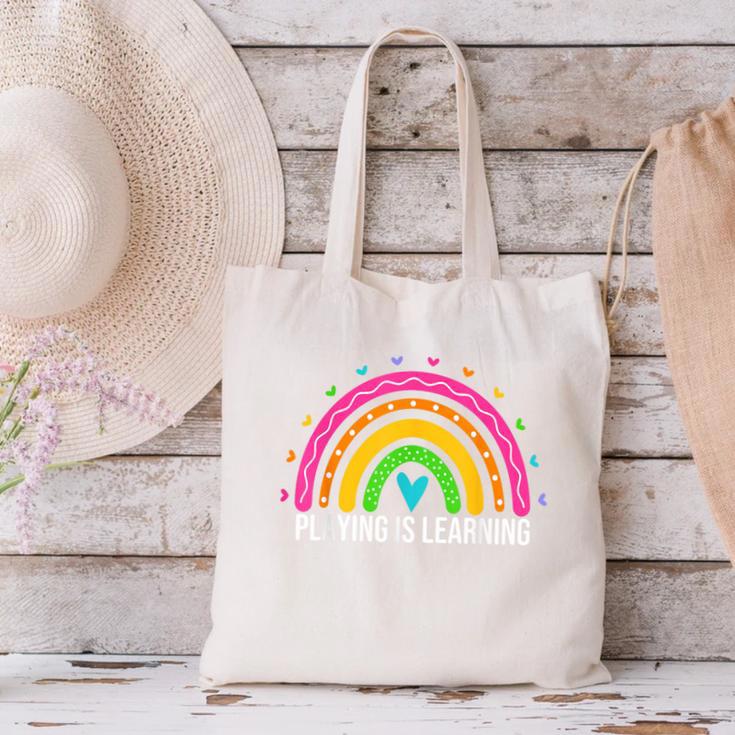 Playing Is Learning Early Childhood Education ECE Teacher Canvas Tote Bag, gift for family, gift for coworker
