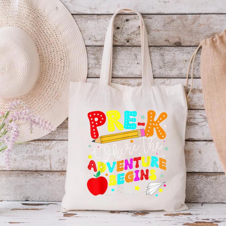 Pre-k Where The Adventure Begins First Day Of Prek Teacher Canvas Tote Bag, gift for family, gift for coworker Pre-k Where The Adventure Begins First Day Of Prek Teacher Canvas Tote Bag, gift for family, gift for coworker