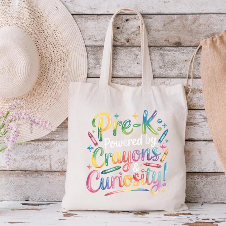 Pre-K Crayons & Curiosity Preschool Teachers Life Tie Dye Canvas Tote Bag, gift for family, gift for coworker