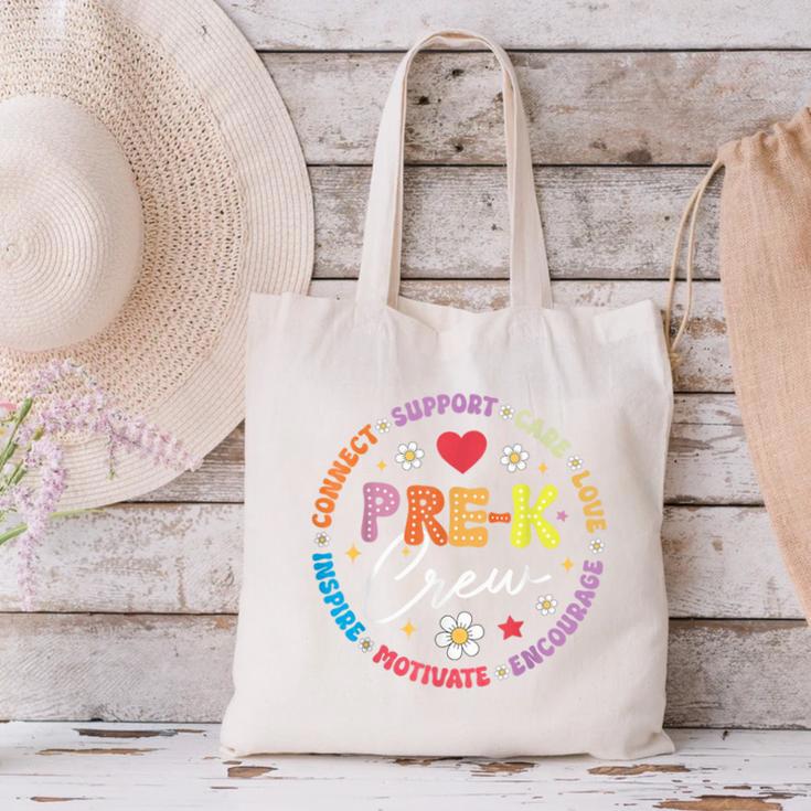 Pre-K Crew 1st Day Of School Preschool Teacher Canvas Tote Bag, gift for family, gift for coworker