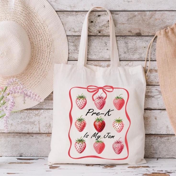 Pre K Is My Jam Teacher Team Crew Preschool Cute Strawberry Canvas Tote Bag, gift for family, gift for coworker Pre K Is My Jam Teacher Team Crew Preschool Cute Strawberry Canvas Tote Bag, gift for family, gift for coworker