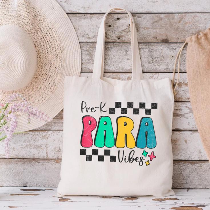 Pre-K Paraprofessional Teacher Back To School Vibes Canvas Tote Bag, gift for family, gift for coworker Pre-K Paraprofessional Teacher Back To School Vibes Canvas Tote Bag, gift for family, gift for coworker