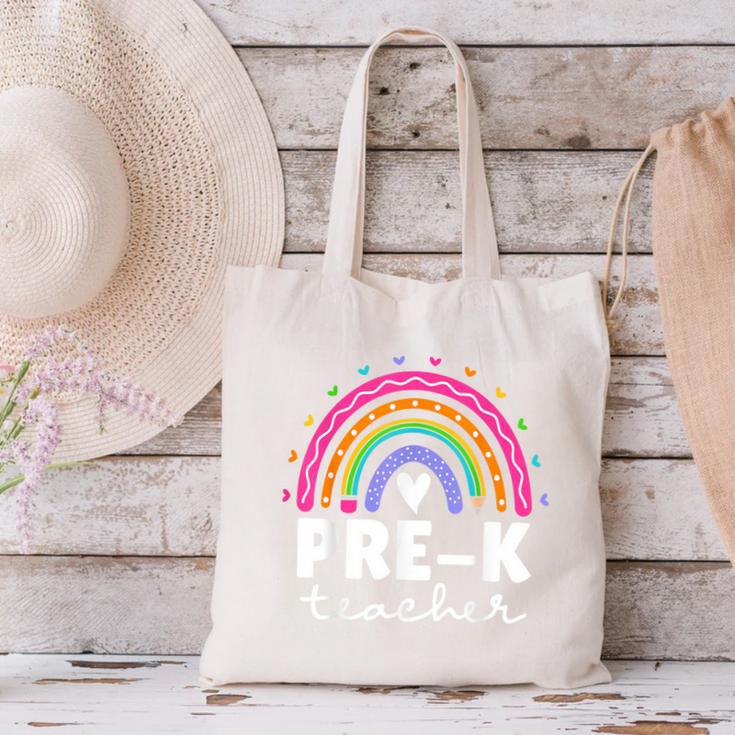 Pre-K Teacher Cute Pre Kindergarten For Teachers Rainbow For Men Women Kids Canvas Tote Bag, gift for family, gift for coworker