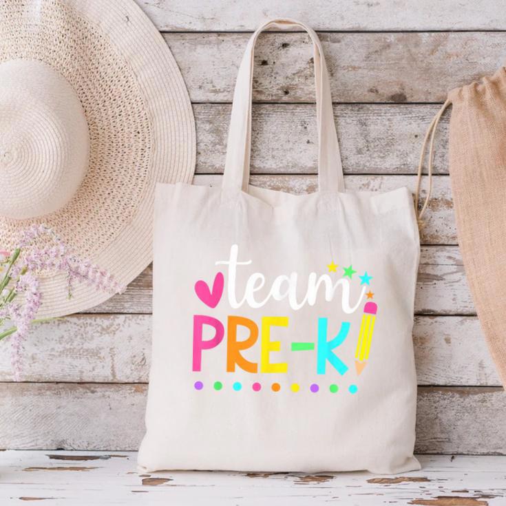 Pre-k Team Pencil Teacher Student Back To School Girls Canvas Tote Bag, gift for family, gift for coworker Pre-k Team Pencil Teacher Student Back To School Girls Canvas Tote Bag, gift for family, gift for coworker
