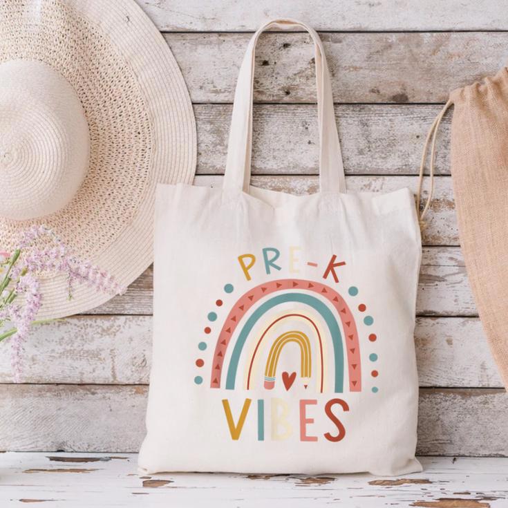 Pre K Vibes Back To School Student Teacher Canvas Tote Bag, gift for family, gift for coworker