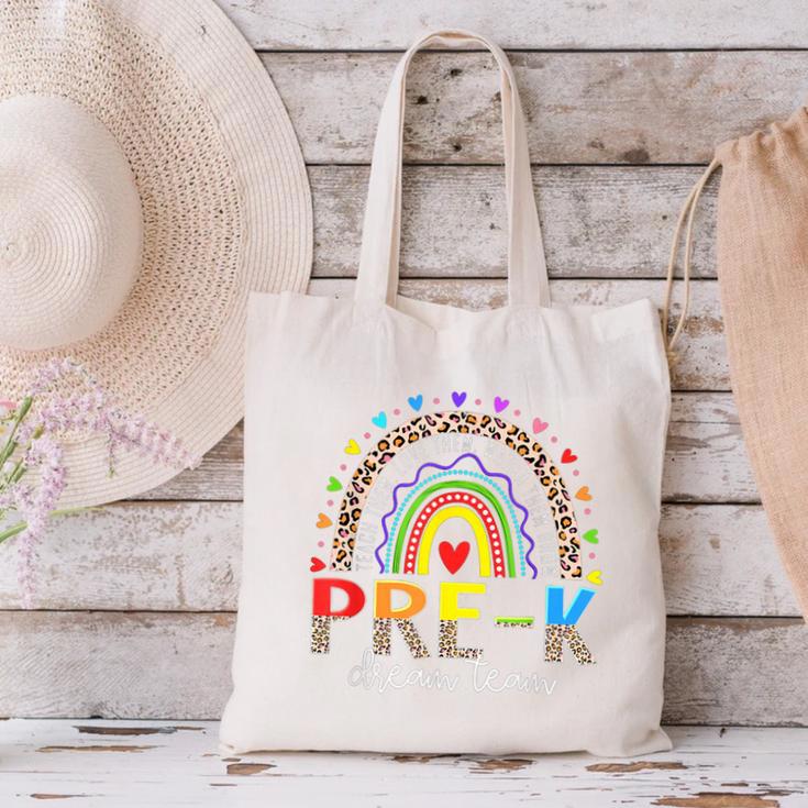 PreK Dream Team Leopard Rainbow Teacher Squad Back To School Canvas Tote Bag, gift for family, gift for coworker PreK Dream Team Leopard Rainbow Teacher Squad Back To School Canvas Tote Bag, gift for family, gift for coworker
