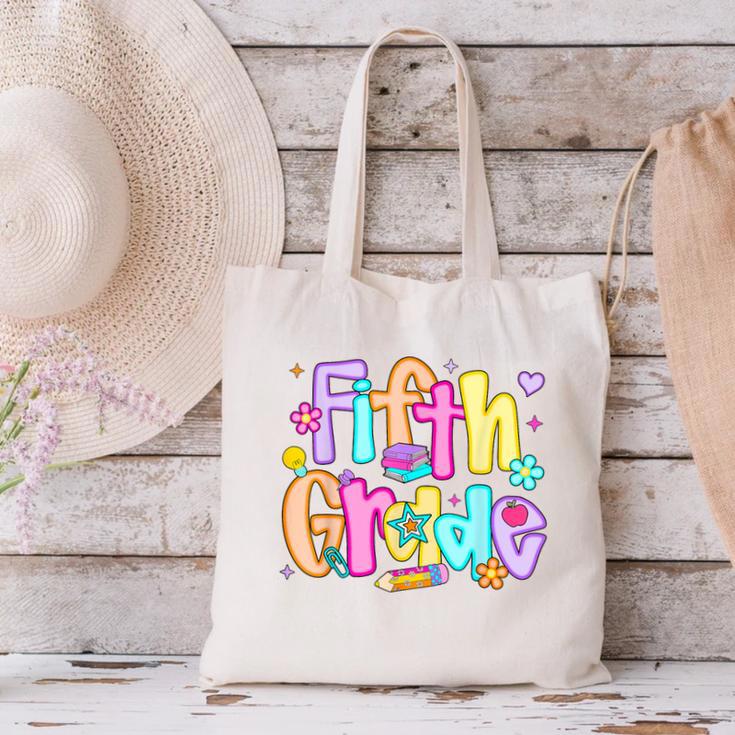Preppy Fifth Grade Back To School 5th Grade Teacher Girl Boy Canvas Tote Bag, gift for family, gift for coworker Preppy Fifth Grade Back To School 5th Grade Teacher Girl Boy Canvas Tote Bag, gift for family, gift for coworker