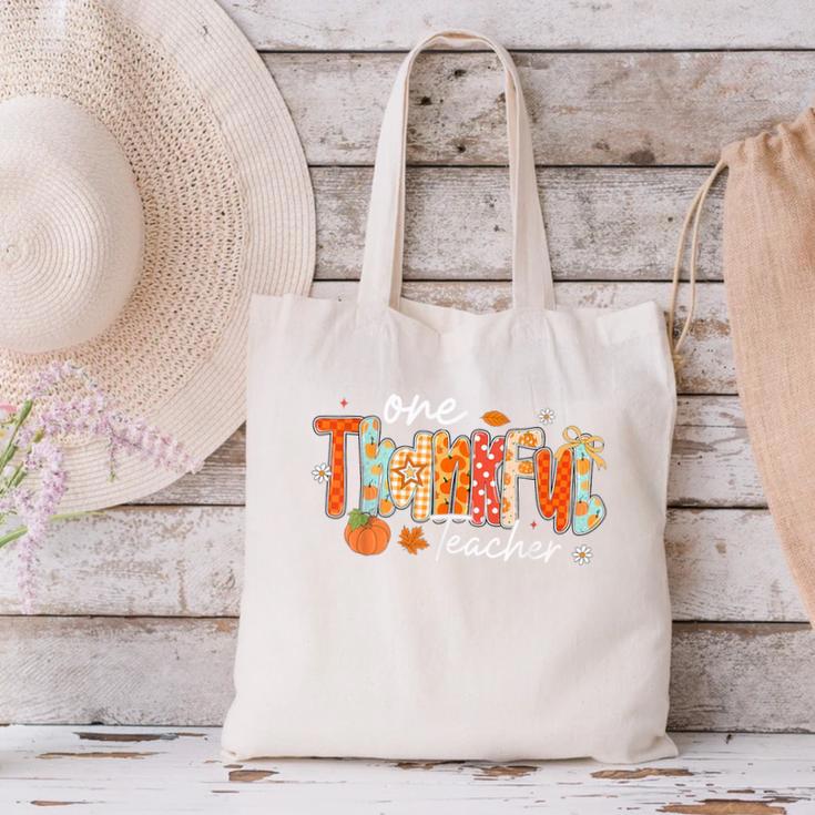 Preppy One Thankful Teacher Coquette Thanksgiving Teacher Canvas Tote Bag, gift for family, gift for coworker Preppy One Thankful Teacher Coquette Thanksgiving Teacher Canvas Tote Bag, gift for family, gift for coworker
