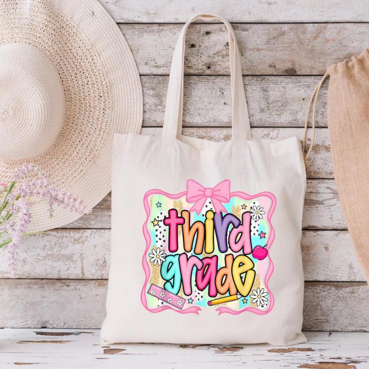 Preppy Third Grade Back To School Teacher Girl Kid Canvas Tote Bag, gift for family, gift for coworker