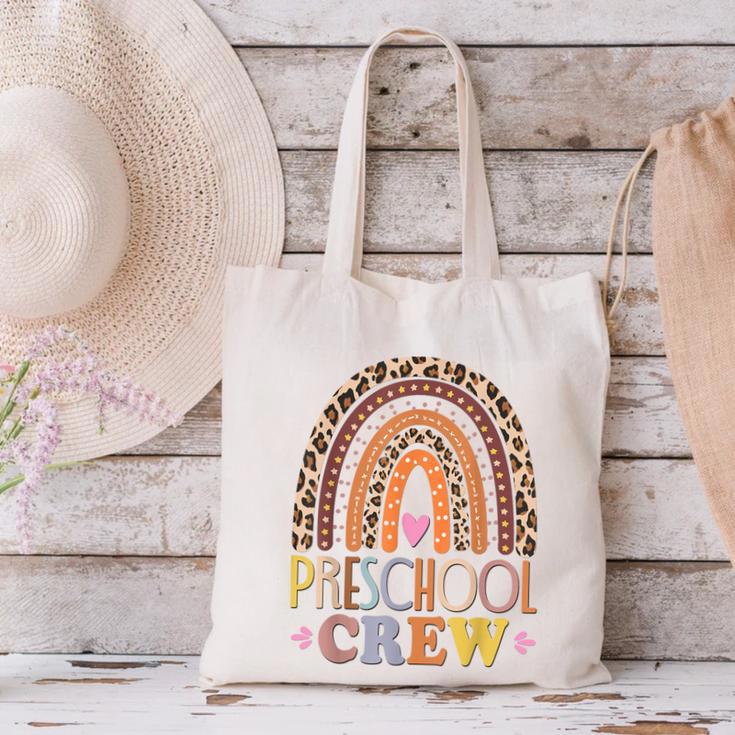 Preschool Crew Cute Leopard Rainbow Back To School Teachers Canvas Tote Bag, gift for family, gift for coworker Preschool Crew Cute Leopard Rainbow Back To School Teachers Canvas Tote Bag, gift for family, gift for coworker