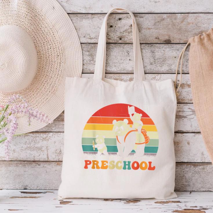 Preschool Panda Back To School Teacher Student Canvas Tote Bag, gift for family, gift for coworker Preschool Panda Back To School Teacher Student Canvas Tote Bag, gift for family, gift for coworker