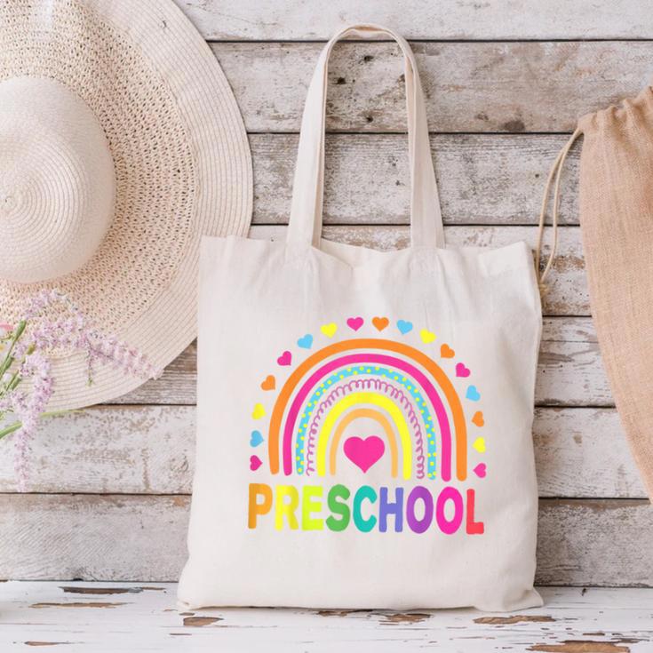 Preschool Rainbow Girls Boys Kids Teacher Back To School Canvas Tote Bag, gift for family, gift for coworker Preschool Rainbow Girls Boys Kids Teacher Back To School Canvas Tote Bag, gift for family, gift for coworker