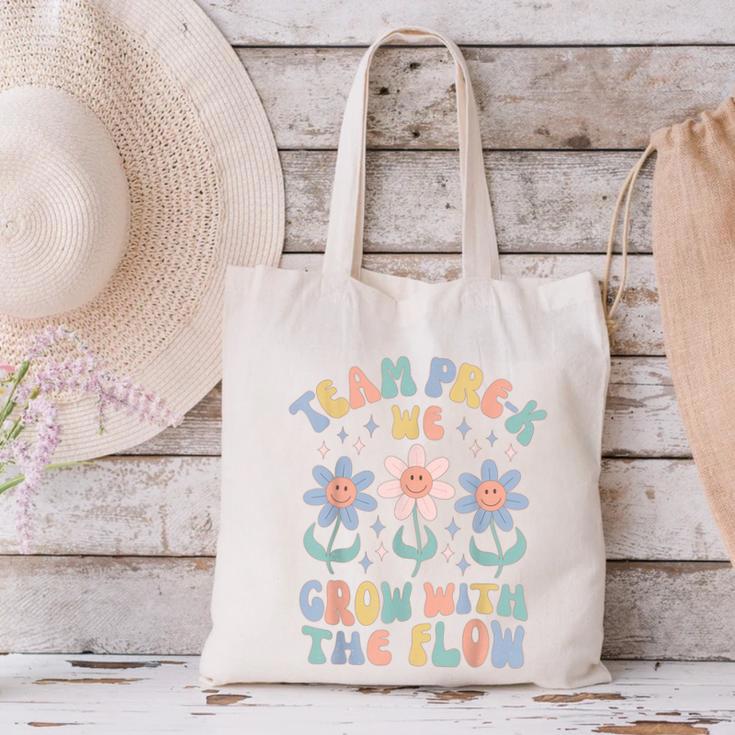 Preschool Teacher Appreciation Team Pre-K Grow With The Flow Canvas Tote Bag, gift for family, gift for coworker
