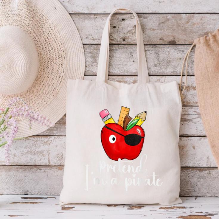 Pretend I'm A Pirate Teacher Apple Talk Like A Pirate Day Men Women Kids Canvas Tote Bag, gift for family, gift for coworker
