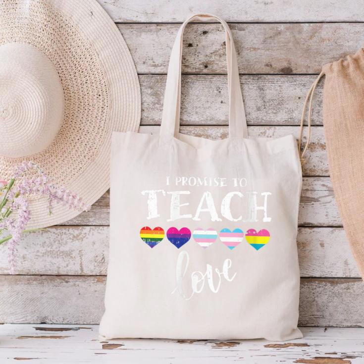 I Promise To Teach Love LGBT-Q Pride Proud Ally Teacher Canvas Tote Bag, gift for family, gift for coworker I Promise To Teach Love LGBT-Q Pride Proud Ally Teacher Canvas Tote Bag, gift for family, gift for coworker