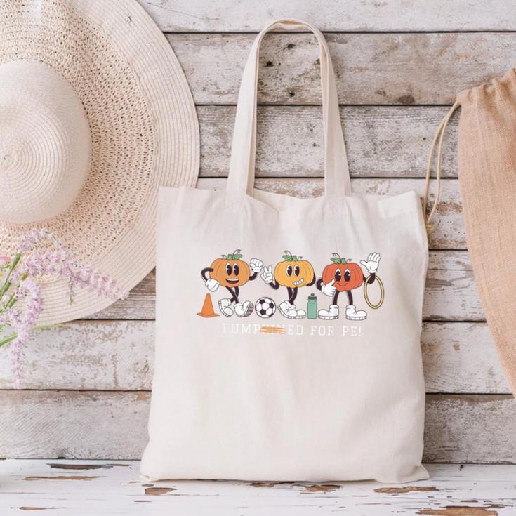 Pumpkin PE Teacher Team Physical Education Autumn Fall Canvas Tote Bag, Pe Teacher Tote Bags, gift for family, gift for coworker
