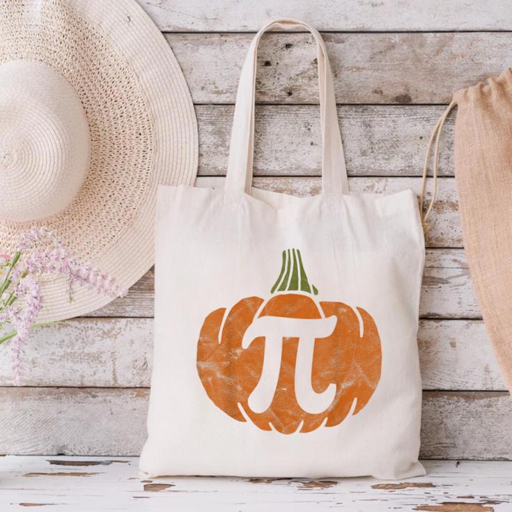 Pumpkin Pi Math Teacher Halloween Thanksgiving Day Costume Men Women Kids Canvas Tote Bag, gift for family, gift for coworker