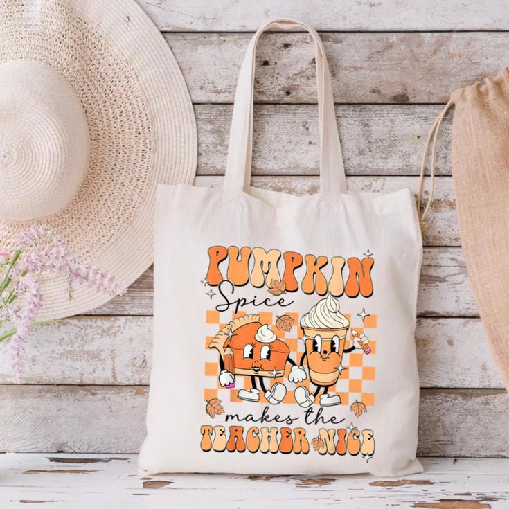 Pumpkin Spice Makes The Teacher Nice Teacher Graduation Canvas Tote Bag, gift for family, gift for coworker