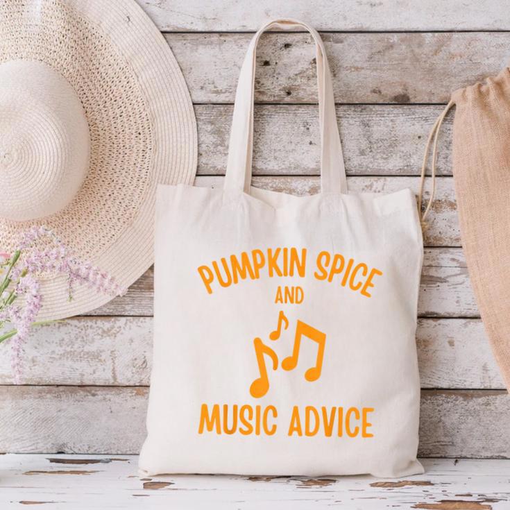 Pumpkin Spice And Music Advice Music Teacher Halloween Canvas Tote Bag, gift for family, gift for coworker Pumpkin Spice And Music Advice Music Teacher Halloween Canvas Tote Bag, gift for family, gift for coworker