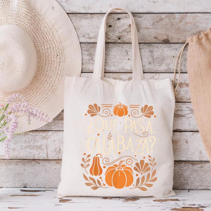 Que Pasa Calabaza Shirt Spanish Teacher Canvas Tote Bag, gift for family, gift for coworker Que Pasa Calabaza Shirt Spanish Teacher Canvas Tote Bag, gift for family, gift for coworker