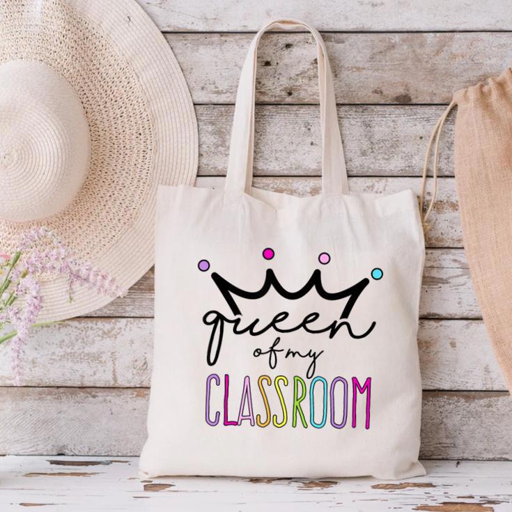 Queen Of My Classroom Colorful Teacher For Men Women Canvas Tote Bag, gift for family, gift for coworker Queen Of My Classroom Colorful Teacher For Men Women Canvas Tote Bag, gift for family, gift for coworker