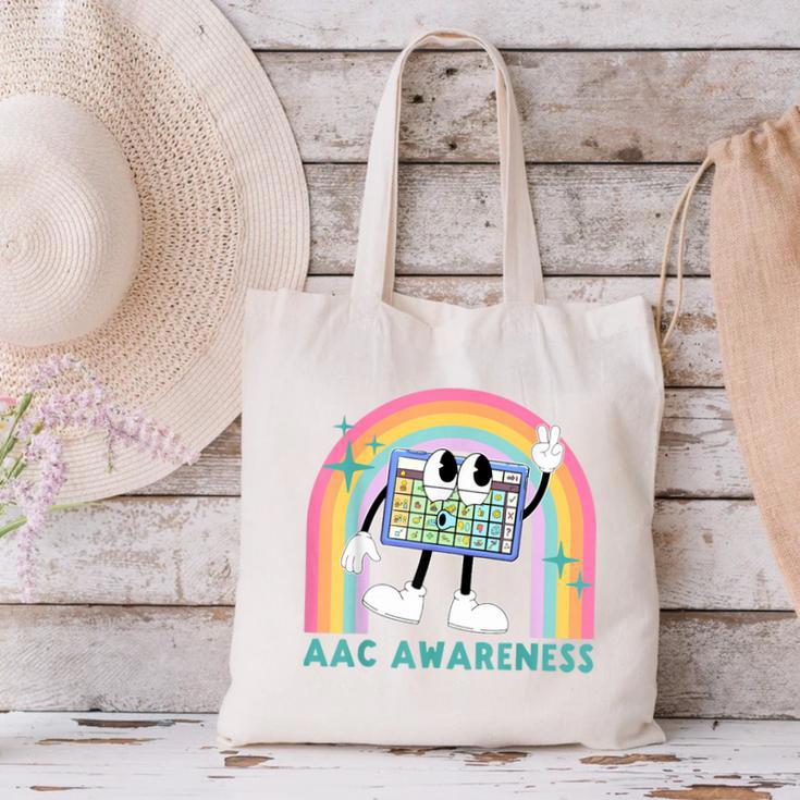 Rainbow AAC Awareness Month SPED Teacher SLP Communication Canvas Tote Bag, gift for family, gift for coworker