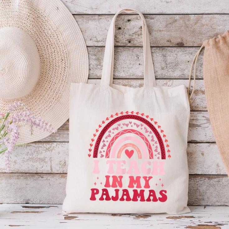 Rainbow Retro Homeschool Mom Teacher I Teach In My Pajamas Canvas Tote Bag, gift for family, gift for coworker Rainbow Retro Homeschool Mom Teacher I Teach In My Pajamas Canvas Tote Bag, gift for family, gift for coworker