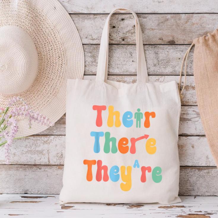 There Their They'Re English Class Grammar Joke Teacher Canvas Tote Bag, English Teacher Tote Bags, gift for family, gift for coworker