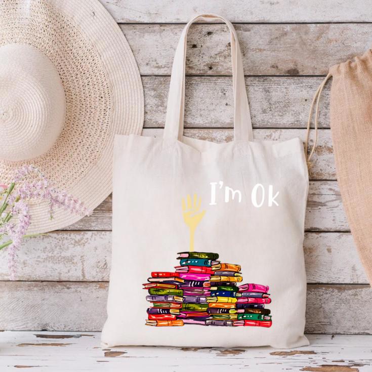Reading Books Librarian Reader Nerd I'm Ok Teacher School Canvas Tote Bag, gift for family, gift for coworker Reading Books Librarian Reader Nerd I'm Ok Teacher School Canvas Tote Bag, gift for family, gift for coworker