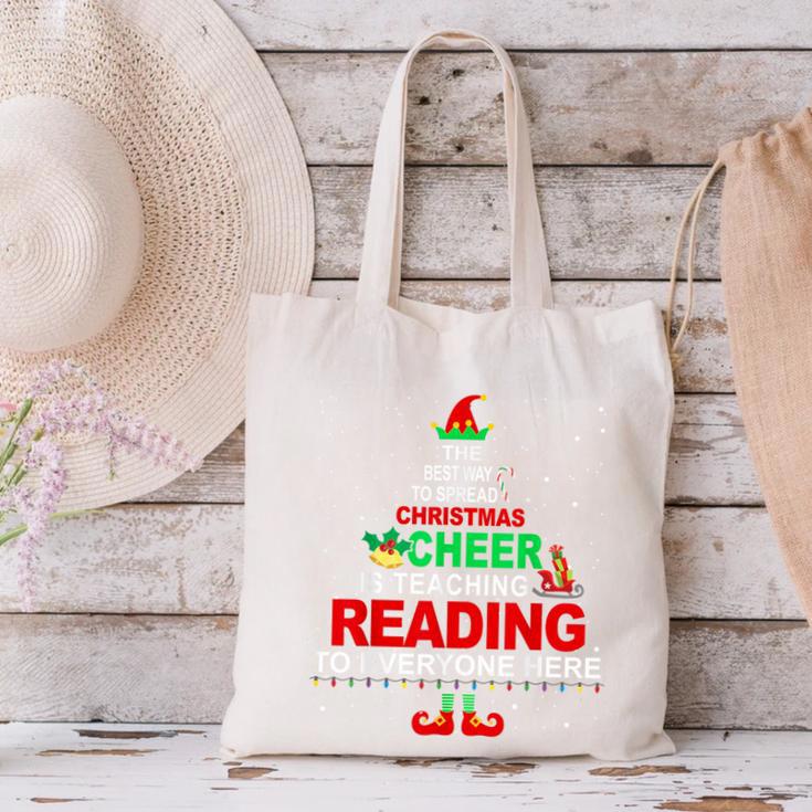 Reading Teacher Christmas Shirt Elf Christmas Cheer For Men Women Canvas Tote Bag, gift for family, gift for coworker Reading Teacher Christmas Shirt Elf Christmas Cheer For Men Women Canvas Tote Bag, gift for family, gift for coworker
