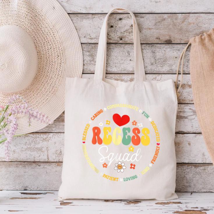 Recess Squad Crew Teachers Students Monitor Back To School Canvas Tote Bag, gift for family, gift for coworker