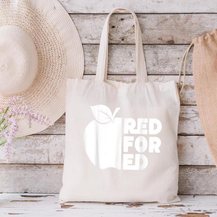 Red For Ed Teacher Support Public Education For Men Women Kids Canvas Tote Bag, gift for family, gift for coworker Red For Ed Teacher Support Public Education For Men Women Kids Canvas Tote Bag, gift for family, gift for coworker