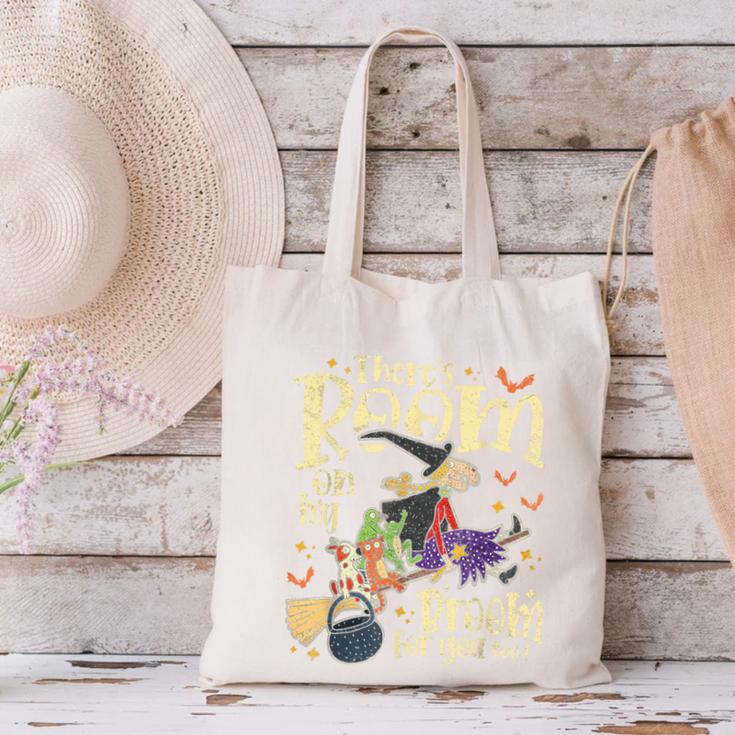 There's Room On My Broom For You Too Teacher Halloween Canvas Tote Bag, gift for family, gift for coworker