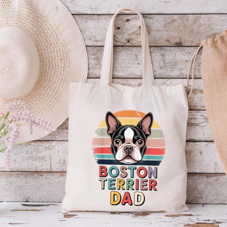 Retro Boston Terrier Dad Canvas Tote Bag, Boston Terrier Dad Tote Bags, gift for family, gift for coworker