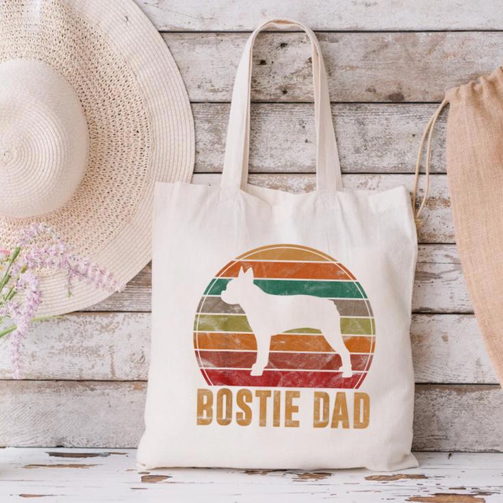 Retro Boston Terrier Dad Dog Owner Pet Bostie Father Canvas Tote Bag, Boston Terrier Dad Tote Bags, gift for family, gift for coworker