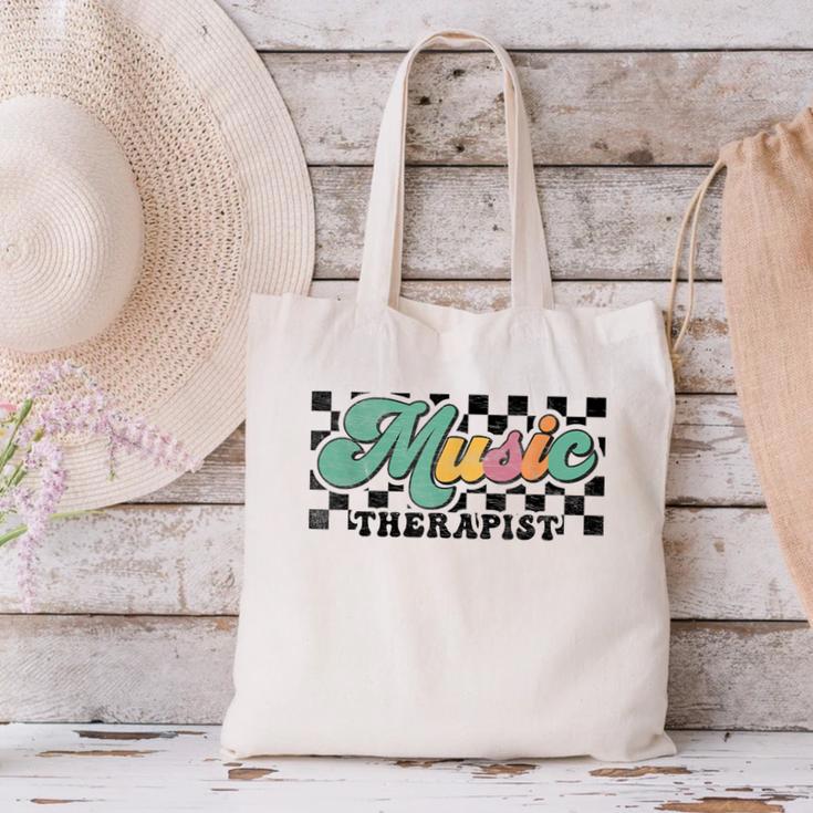 Retro Checkered Music Therapist Squad Music Therapy Teacher For Men Women Canvas Tote Bag, gift for family, gift for coworker Retro Checkered Music Therapist Squad Music Therapy Teacher For Men Women Canvas Tote Bag, gift for family, gift for coworker