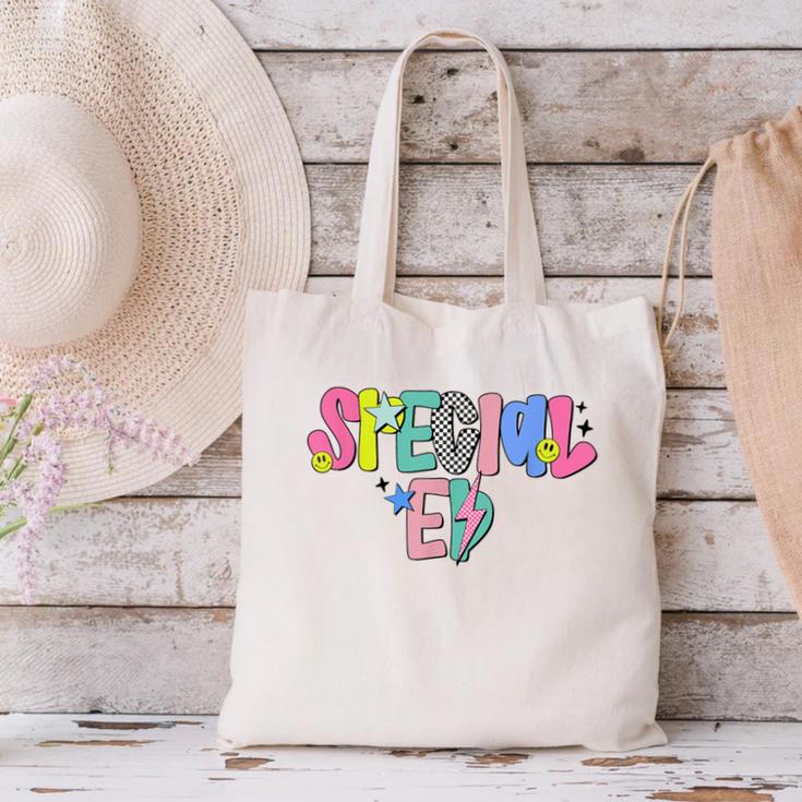 Retro Checkered Special Education Teacher Back To School Canvas Tote Bag, gift for family, gift for coworker Retro Checkered Special Education Teacher Back To School Canvas Tote Bag, gift for family, gift for coworker