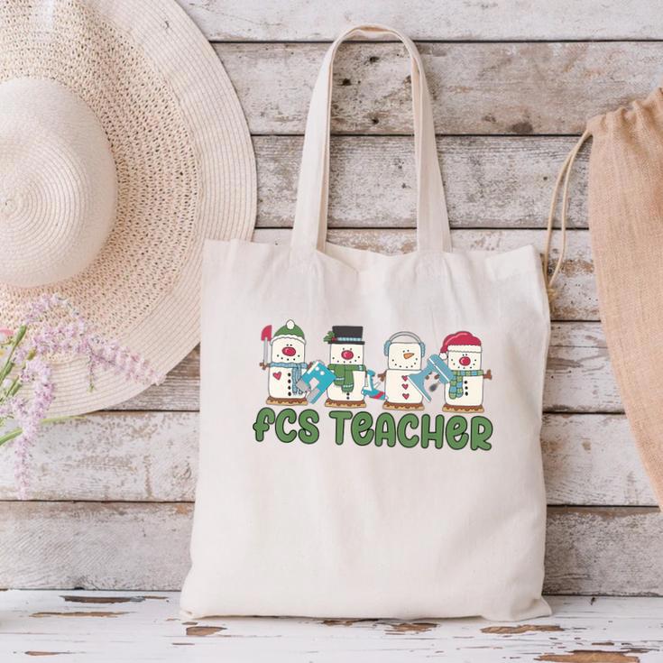 Retro Christmas Snowman FCS Teacher Family Consumer Science Canvas Tote Bag, Science Teacher Tote Bags, gift for family, gift for coworker