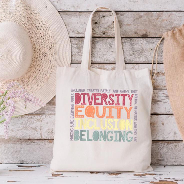 Retro Diversity Equity Inclusion Belonging DEIB Teacher Canvas Tote Bag, gift for family, gift for coworker Retro Diversity Equity Inclusion Belonging DEIB Teacher Canvas Tote Bag, gift for family, gift for coworker