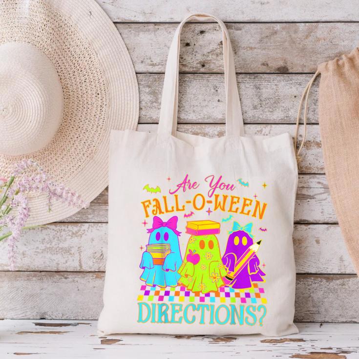 Retro Are You Falloween Direction Teacher Spooky Halloween Canvas Tote Bag, gift for family, gift for coworker