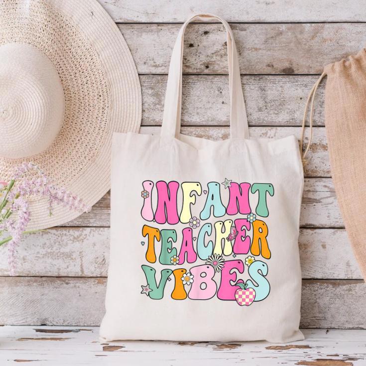 Retro Infant Teacher Vibes Women Daycare Teacher Canvas Tote Bag, gift for family, gift for coworker Retro Infant Teacher Vibes Women Daycare Teacher Canvas Tote Bag, gift for family, gift for coworker