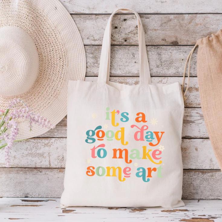 Retro It's a Good Day To Make Some Art Teacher Student Canvas Tote Bag, gift for family, gift for coworker