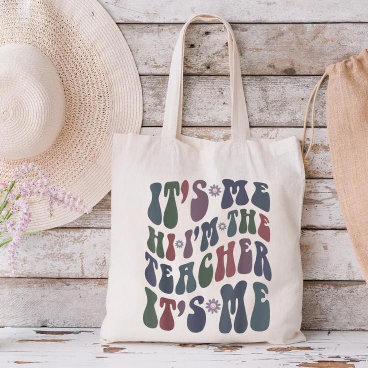 Retro IT'S ME Hi I'm The TEACHER Groovy Testing Squad Pink Canvas Tote Bag, Groovy Teacher Tote Bags, gift for family, gift for coworker Retro IT'S ME Hi I'm The TEACHER Groovy Testing Squad Pink Canvas Tote Bag, Groovy Teacher Tote Bags, gift for family, gift for coworker