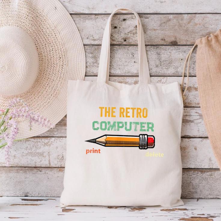 Retro Old-School Computer Pencil Tech Teacher Canvas Tote Bag, Retro Computer Tote Bags, gift for family, gift for coworker Retro Old-School Computer Pencil Tech Teacher Canvas Tote Bag, Retro Computer Tote Bags, gift for family, gift for coworker