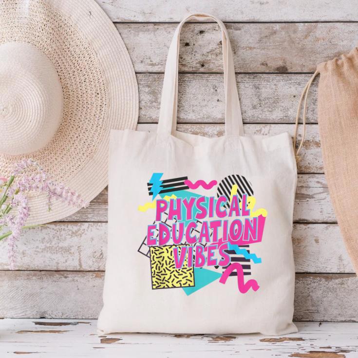 Retro Physical Education Vibes Gym Teacher Phys Ed Teacher Canvas Tote Bag, gift for family, gift for coworker Retro Physical Education Vibes Gym Teacher Phys Ed Teacher Canvas Tote Bag, gift for family, gift for coworker