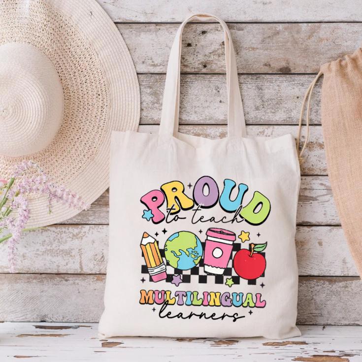 Retro Proud To Teach Multilingual Learners English Teacher Canvas Tote Bag, English Teacher Tote Bags, gift for family, gift for coworker Retro Proud To Teach Multilingual Learners English Teacher Canvas Tote Bag, English Teacher Tote Bags, gift for family, gift for coworker