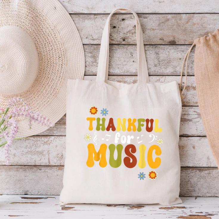 Retro Thankful For Music Floral Music Teacher Thanksgiving Men Women Canvas Tote Bag, gift for family, gift for coworker Retro Thankful For Music Floral Music Teacher Thanksgiving Men Women Canvas Tote Bag, gift for family, gift for coworker