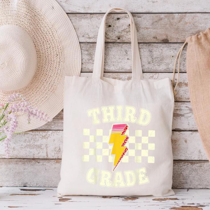 Retro Third Grade Teacher Lightning Bolt Pencil Teacher Kids Canvas Tote Bag, gift for family, gift for coworker Retro Third Grade Teacher Lightning Bolt Pencil Teacher Kids Canvas Tote Bag, gift for family, gift for coworker